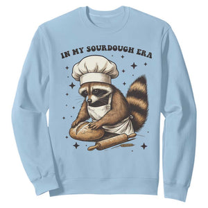 In My Sourdough Era Sweatshirt Funny Raccoon Baker TS14 Light Blue Print Your Wear
