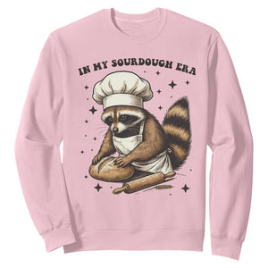 In My Sourdough Era Sweatshirt Funny Raccoon Baker TS14 Light Pink Print Your Wear