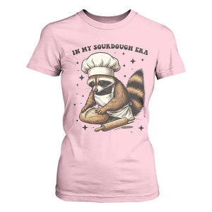 In My Sourdough Era T Shirt For Women Funny Raccoon Baker TS14 Light Pink Print Your Wear