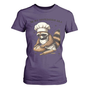 In My Sourdough Era T Shirt For Women Funny Raccoon Baker TS14 Purple Print Your Wear