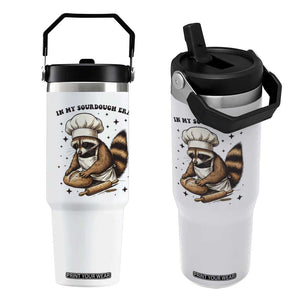 In My Sourdough Era Flip Straw Tumbler Funny Raccoon Baker TS14 One Size: 30 oz White Print Your Wear