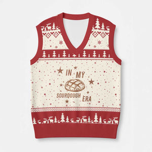 In My Sourdough Era V-Neck Knit Sweater Vest Funny Baking Bread Lover TS14 Beige Red Print Your Wear