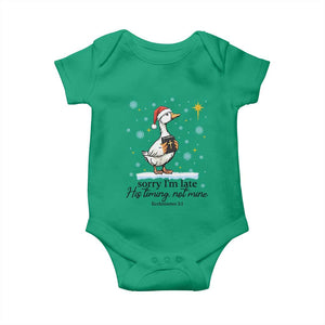 Christian Goose Baby Onesie Sorry I Am Late His Timing Not Mine TS14 Irish Green Print Your Wear