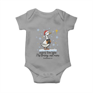 Christian Goose Baby Onesie Sorry I Am Late His Timing Not Mine TS14 Sport Gray Print Your Wear