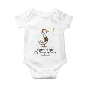 Christian Goose Baby Onesie Sorry I Am Late His Timing Not Mine TS14 White Print Your Wear