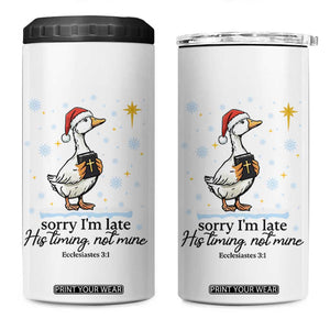 Christian Goose 4 in 1 Can Cooler Tumbler Sorry I Am Late His Timing Not Mine TS14 One Size: 16 oz White Print Your Wear