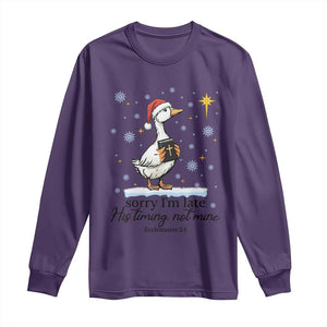 Christian Goose Long Sleeve Shirt Sorry I Am Late His Timing Not Mine TS14 Purple Print Your Wear