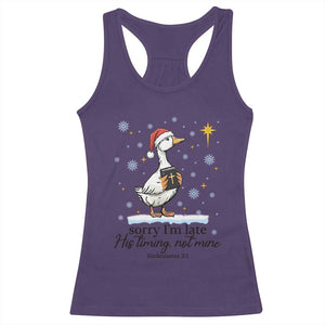 Christian Goose Racerback Tank Top Sorry I Am Late His Timing Not Mine TS14 Purple Print Your Wear