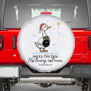 Christian Goose Spare Tire Cover Sorry I Am Late His Timing Not Mine TS14 White Print Your Wear