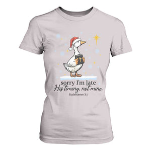 Christian Goose T Shirt For Women Sorry I Am Late His Timing Not Mine TS14 Ice Gray Print Your Wear