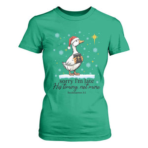 Christian Goose T Shirt For Women Sorry I Am Late His Timing Not Mine TS14 Irish Green Print Your Wear