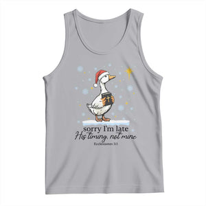Christian Goose Tank Top Sorry I Am Late His Timing Not Mine TS14 Athletic Heather Print Your Wear