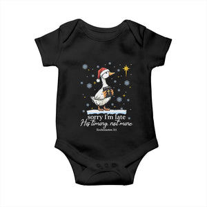 Christian Silly Goose Baby Onesie Sorry I Am Late His Timing Not Mine TS14 Black Print Your Wear