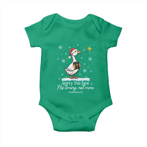 Christian Silly Goose Baby Onesie Sorry I Am Late His Timing Not Mine TS14 Irish Green Print Your Wear