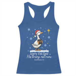 Christian Silly Goose Racerback Tank Top Sorry I Am Late His Timing Not Mine TS14 Royal Blue Print Your Wear