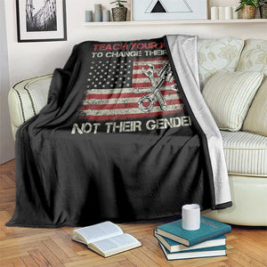 Teach Your Kids To Change Their Oil Not Their Gender Throw Blanket Mechanic Flag American Patriotic Flag Funny Mechanic Dad Political Satire Humor TS14 Print Your Wear