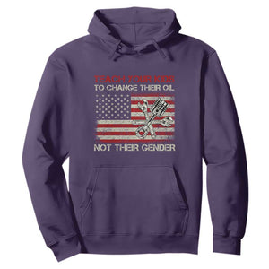 Teach Your Kids To Change Their Oil Not Their Gender Hoodie Mechanic Flag American Patriotic Flag TS14 Purple Print Your Wear