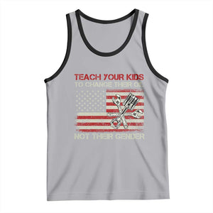 Teach Your Kids To Change Their Oil Not Their Gender Tank Top Mechanic Flag American Patriotic Flag TS14 Athletic Heather Black Print Your Wear