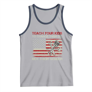 Teach Your Kids To Change Their Oil Not Their Gender Tank Top Mechanic Flag American Patriotic Flag TS14 Athletic Heather Navy Print Your Wear