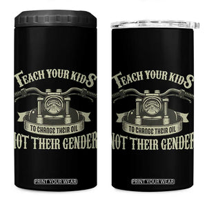 Teach Your Kids to Change Their Oil Not Their Gender 4 in 1 Can Cooler Tumbler Funny Mechanic Dad Political Satire TS14 One Size: 16 oz Black Print Your Wear