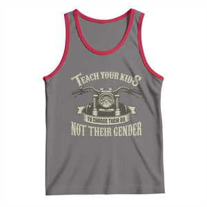 Teach Your Kids to Change Their Oil Not Their Gender Tank Top Funny Mechanic Dad Political Satire TS14 Deep Heather Red Print Your Wear