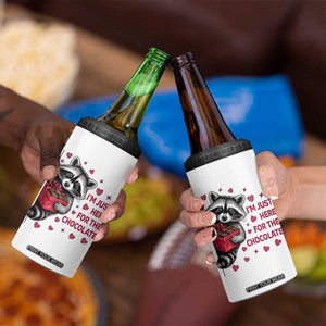 Valentine Racoon Trash Panda 4 in 1 Can Cooler Tumbler I'm Just Here For The Chocolate TS14 Print Your Wear