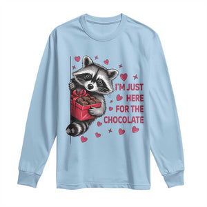 Valentine Racoon Trash Panda Long Sleeve Shirt I'm Just Here For The Chocolate TS14 Light Blue Print Your Wear