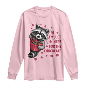 Valentine Racoon Trash Panda Long Sleeve Shirt I'm Just Here For The Chocolate TS14 Light Pink Print Your Wear