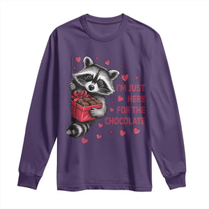 Valentine Racoon Trash Panda Long Sleeve Shirt I'm Just Here For The Chocolate TS14 Purple Print Your Wear