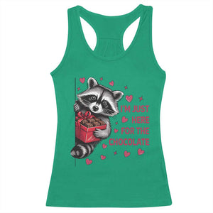 Valentine Racoon Trash Panda Racerback Tank Top I'm Just Here For The Chocolate TS14 Irish Green Print Your Wear