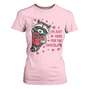 Valentine Racoon Trash Panda T Shirt For Women I'm Just Here For The Chocolate TS14 Light Pink Print Your Wear
