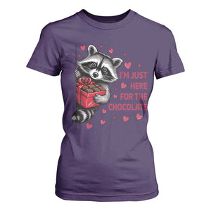 Valentine Racoon Trash Panda T Shirt For Women I'm Just Here For The Chocolate TS14 Purple Print Your Wear