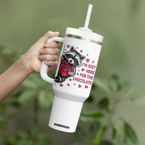 Valentine Racoon Trash Panda Tumbler With Handle I'm Just Here For The Chocolate TS14 Print Your Wear