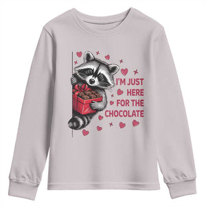 Valentine Racoon Trash Panda Youth Sweatshirt I'm Just Here For The Chocolate TS14 Ice Gray Print Your Wear
