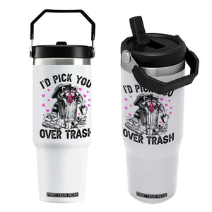 Valentine Racoon Trash Panda Flip Straw Tumbler I Would Pick You Over Trash TS14 One Size: 30 oz White Print Your Wear