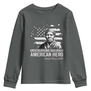 Harriet Tubman Youth Sweatshirt Underground Railroad American Hero History TS14 Dark Heather Print Your Wear