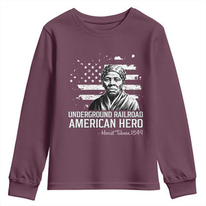Harriet Tubman Youth Sweatshirt Underground Railroad American Hero History TS14 Maroon Print Your Wear