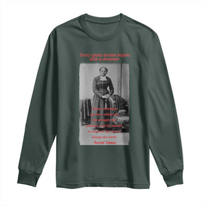 Harriet Tubman Long Sleeve Shirt Black History Month TS14 Dark Forest Green Print Your Wear