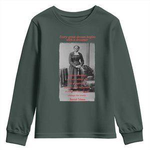 Harriet Tubman Youth Sweatshirt Black History Month TS14 Dark Forest Green Print Your Wear