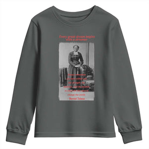 Harriet Tubman Youth Sweatshirt Black History Month TS14 Dark Heather Print Your Wear