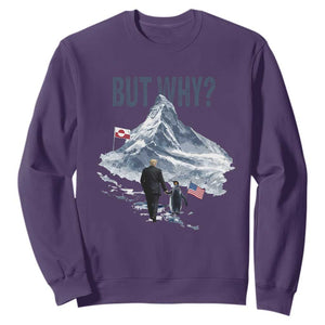 But Why Penguin Sweatshirt Head Towards The Mountains Penguin Meme TS14 Purple Print Your Wear