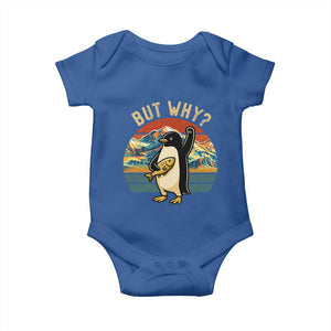 But Why Penguin Baby Onesie Nihilist Penguin Mountain Hiking TS14 Royal Blue Print Your Wear