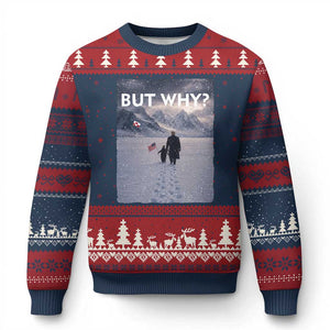 But Why Penguin Ugly Christmas Sweater Trump Nihilist Penguin Political Meme Minimal TS14 Navy Red Print Your Wear