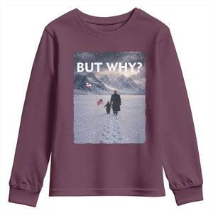 But Why Penguin Youth Sweatshirt Trump Nihilist Penguin Political Meme Minimal TS14 Maroon Print Your Wear
