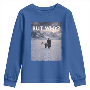 But Why Penguin Youth Sweatshirt Trump Nihilist Penguin Political Meme Minimal TS14 Royal Blue Print Your Wear