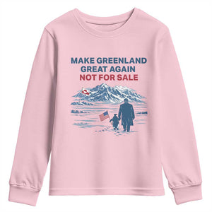 Greenland Is Not for Sale Youth Sweatshirt Funny Nihilist Penguin Greenland Political Meme FDT TS14 Light Pink Print Your Wear