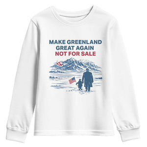 Greenland Is Not for Sale Youth Sweatshirt Funny Nihilist Penguin Greenland Political Meme FDT TS14 White Print Your Wear
