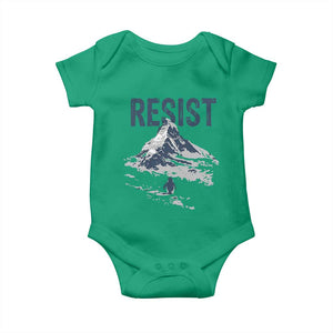 Funny Penguin Protest Baby Onesie Resist Penguin Mountain Hiking Meme TS14 Irish Green Print Your Wear