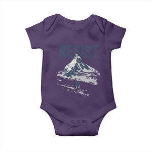 Funny Penguin Protest Baby Onesie Resist Penguin Mountain Hiking Meme TS14 Purple Print Your Wear