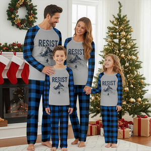 Funny Penguin Protest Plaid Pajama Set Resist Penguin Mountain Hiking Meme TS14 Blue Plaid Print Your Wear